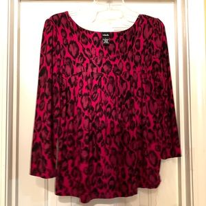 Pink Animal Print Blouse Size L